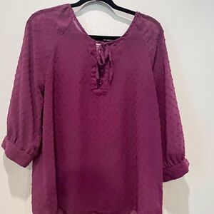 Matilda Jane Plum Cuffed Sleeve Tie Front Blouse